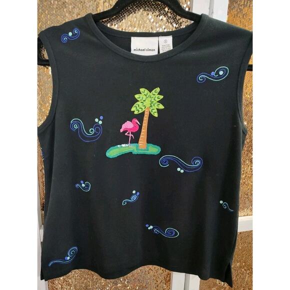 Michael Simon Top Flamingo Tropical Small Black - Picture 2 of 10
